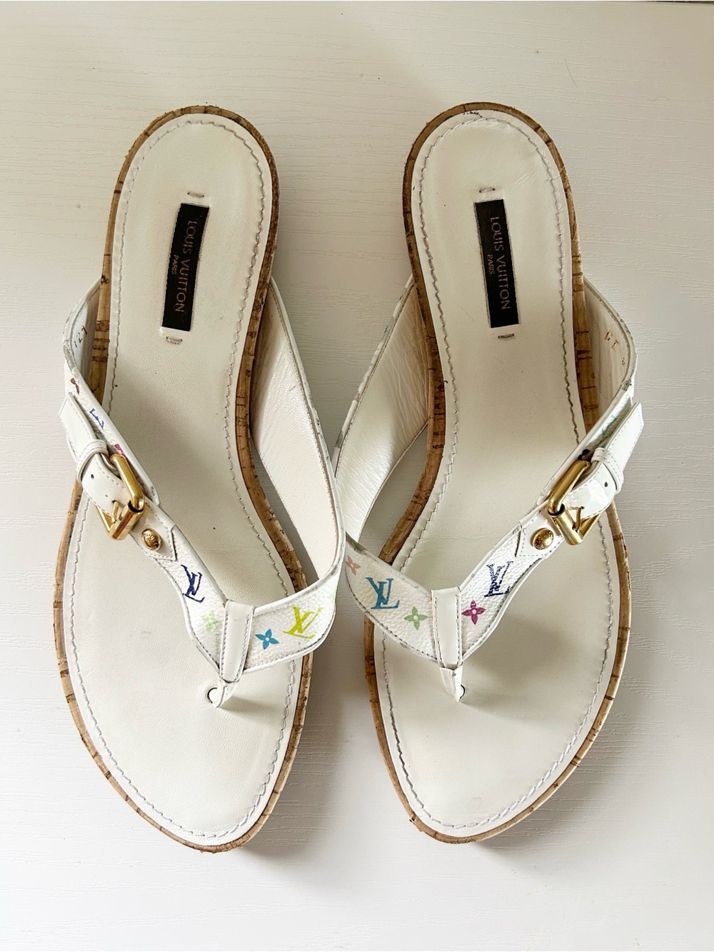 Louis Vuitton Murakami Multicolore Monogram Thong Wedge Sandals EU 41 US 11
